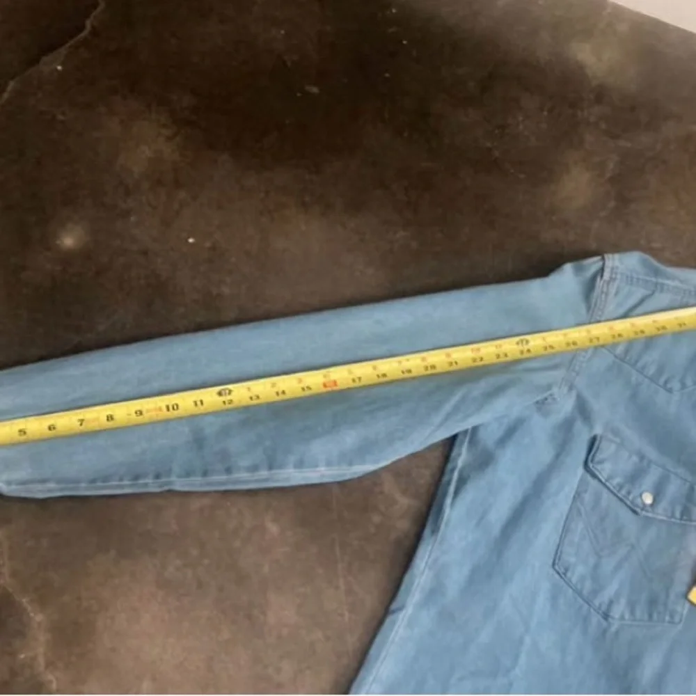 ⭐️NEW WRANGLER COWBOY CUT® LONG SLEEVE WESTERN DENIM SNAP WORK SHIRT- LARGE TALL - Picture 10 of 10